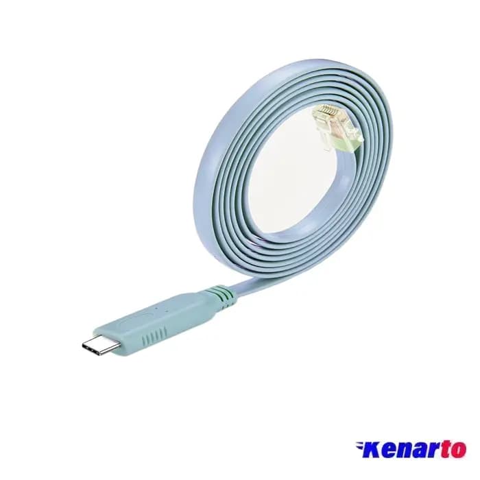 کابل کنسول سیسکو Type-C به RJ45 فلت آبی — تصویر ۷