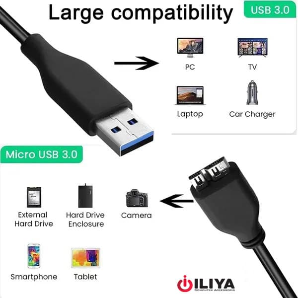 کابل هارد USB3.0 به Micro-B USB3 برند دی نت d-net طول 1.5 — تصویر ۸