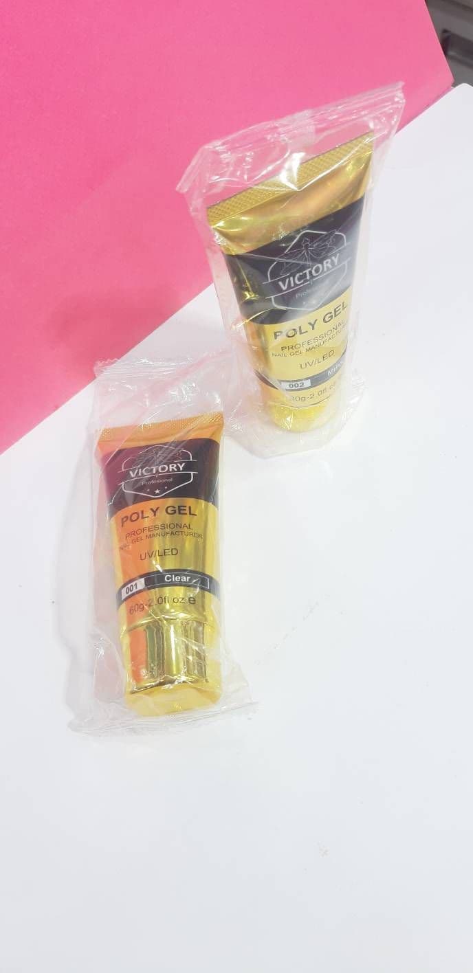 پلی ژل کاشت ناخن بیرنگ و شیری برند ویکتوری 60 گرمی — تصویر ۲