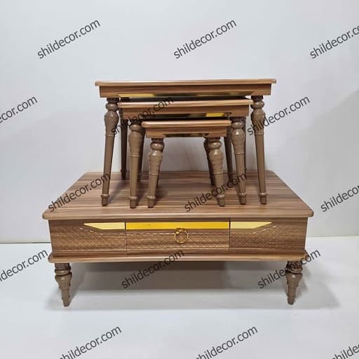 ست میز جلو مبلی و عسلی سه عددی مدل صدف