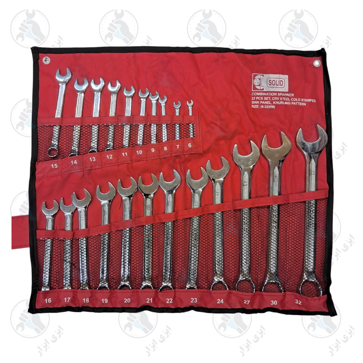 آچار یکسر تخت و رینگ 22 پارچه 6 الی 32 میلیمتر SOLID کد D3113-6-32/22P — تصویر ۲