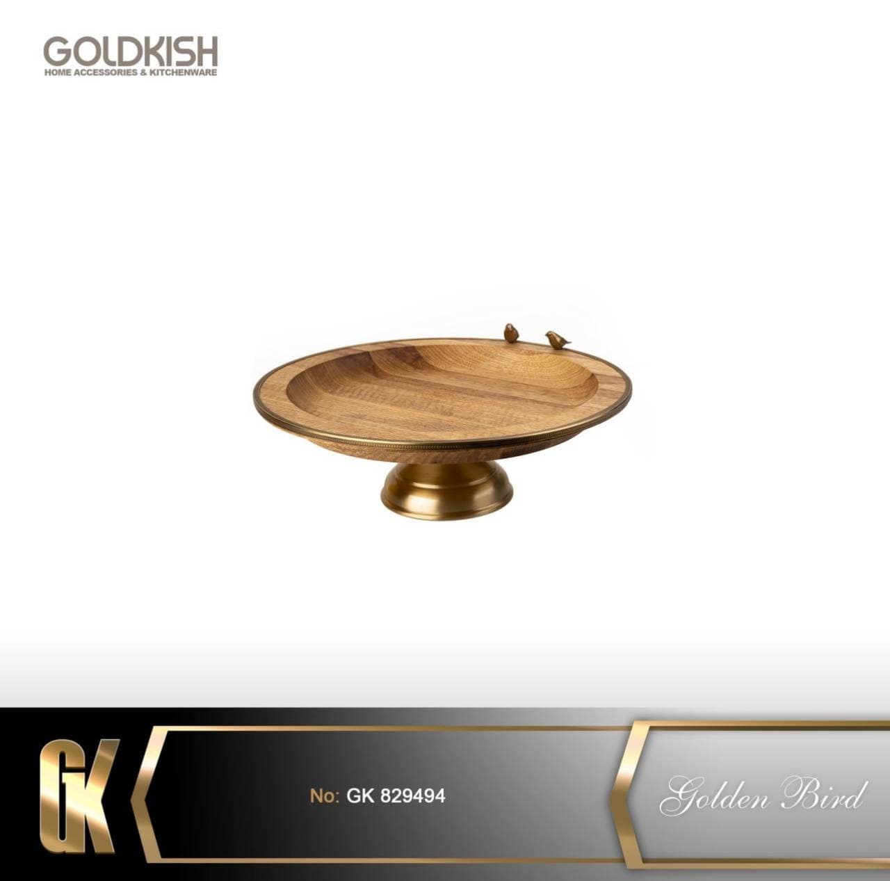 میوه خوری چوبی برنجی گلدکیش Golden Bird کد GK829494 — تصویر ۴