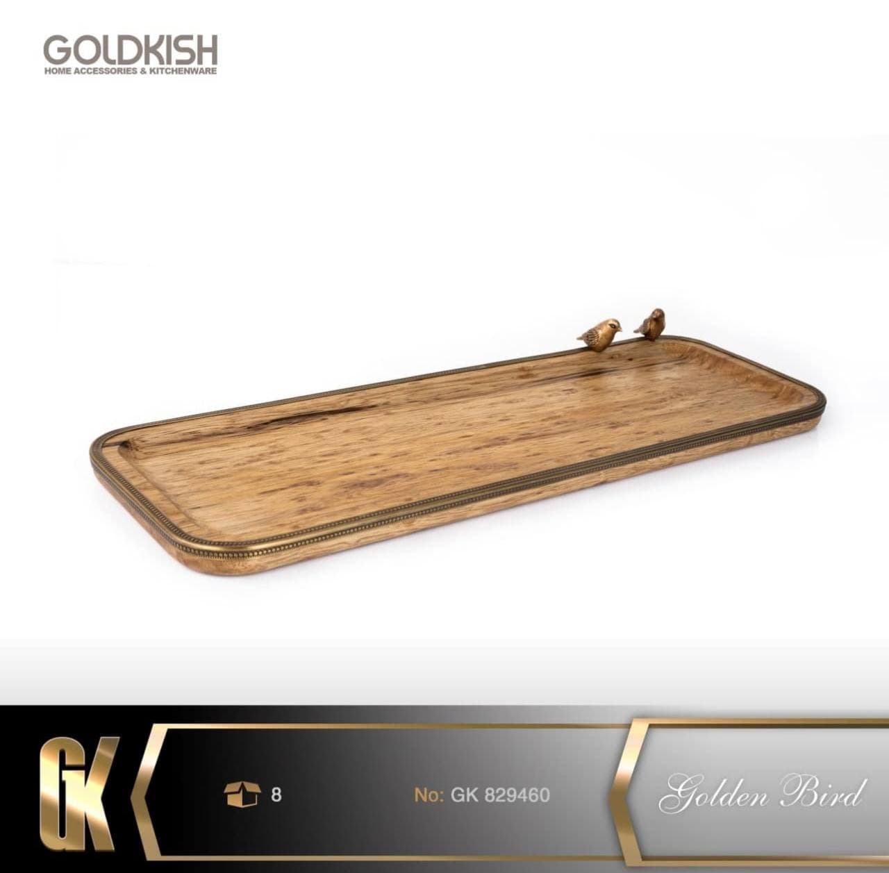 رولت خوری چوبی برنجی بزرگ گلدکیش Golden Bird کد GK829460 — تصویر ۳