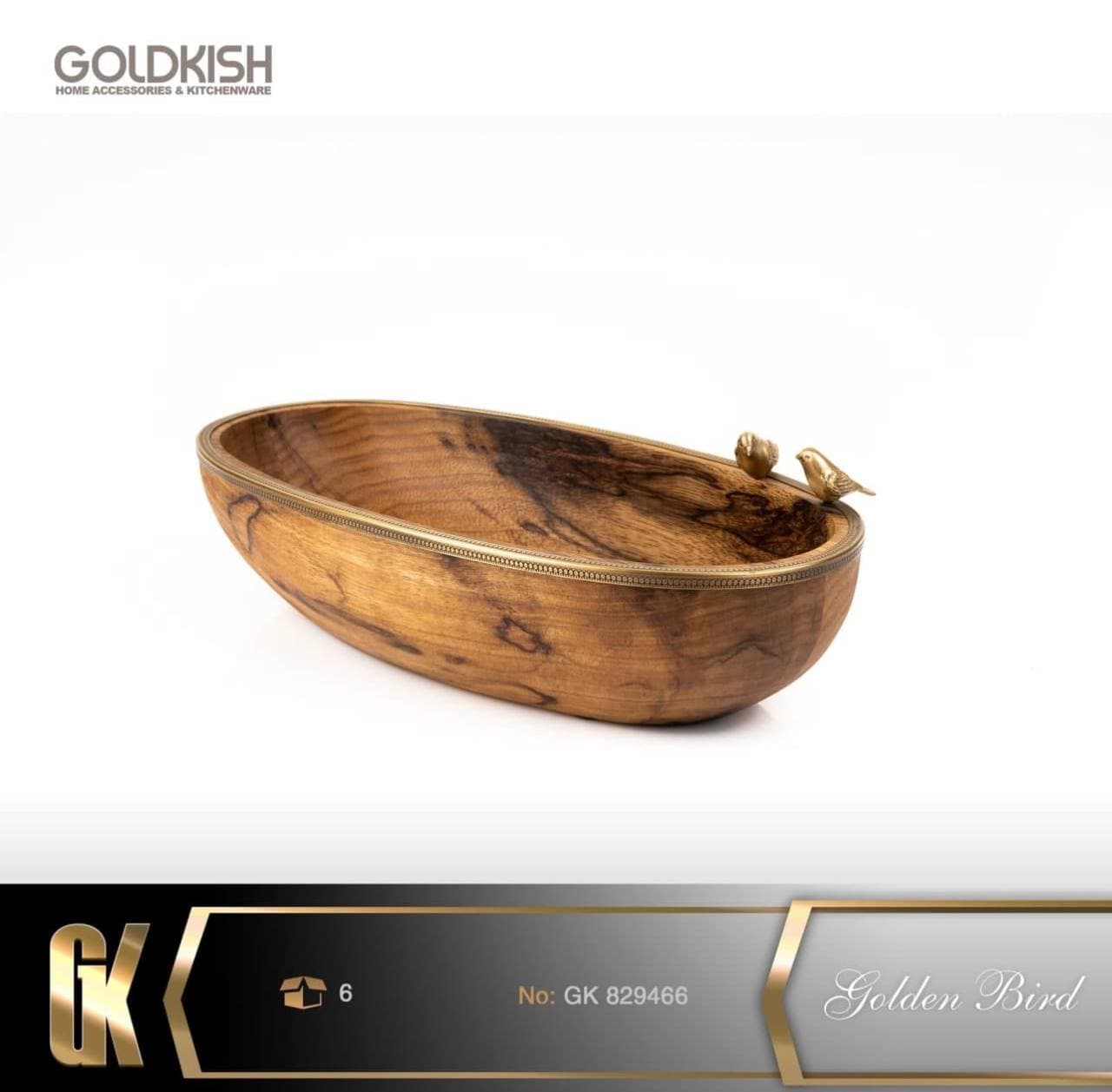 کشکول چوبی برنجی گلدکیش Golden Bird کد GK829466