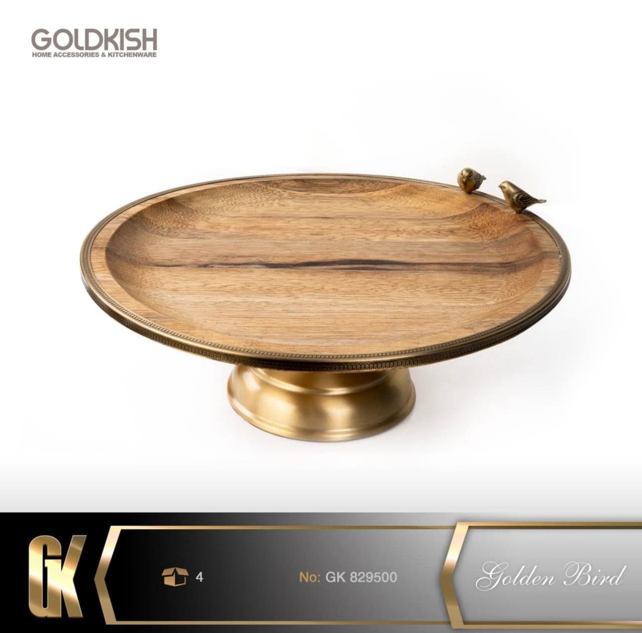 شیرینی خوری چوبی برنجی گلدکیش مدل Golden Bird کد GK829500 — تصویر ۳