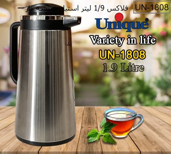 فلاسک 1.9 لیتر استیل شیشه دار یونیک کد UN-1808