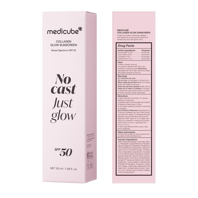 ضدآفتاب کلاژن و آبرسان مدیکیوب +MEDICUBE No Cast Just Glow Collagen Sunscreen SPF50 — تصویر ۳