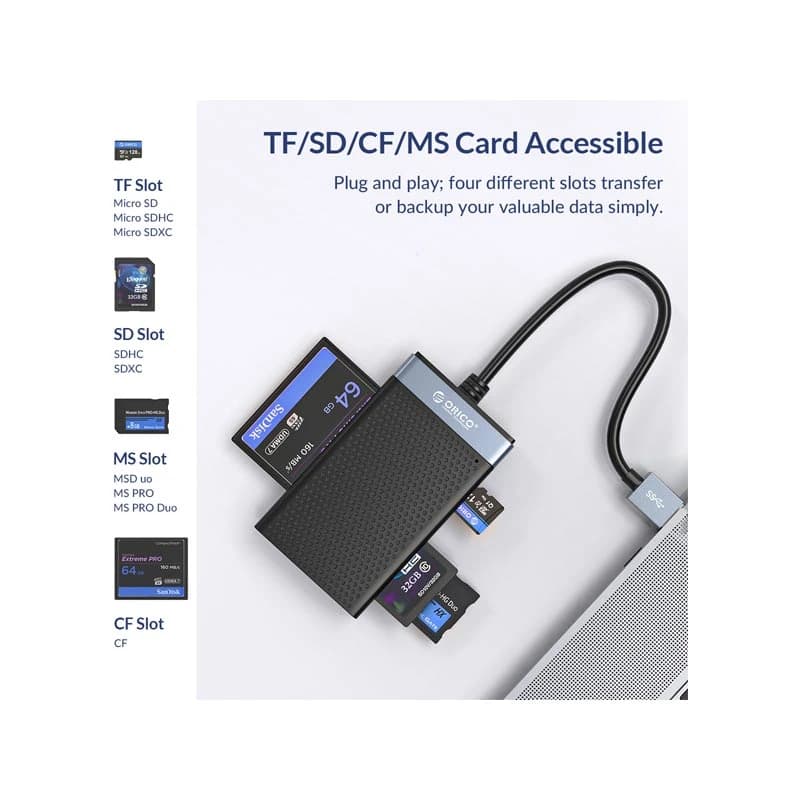 رم ریدر و کارت خوان 4 پورت اوریکو مدل ORICO CL4T-A3 — تصویر ۶