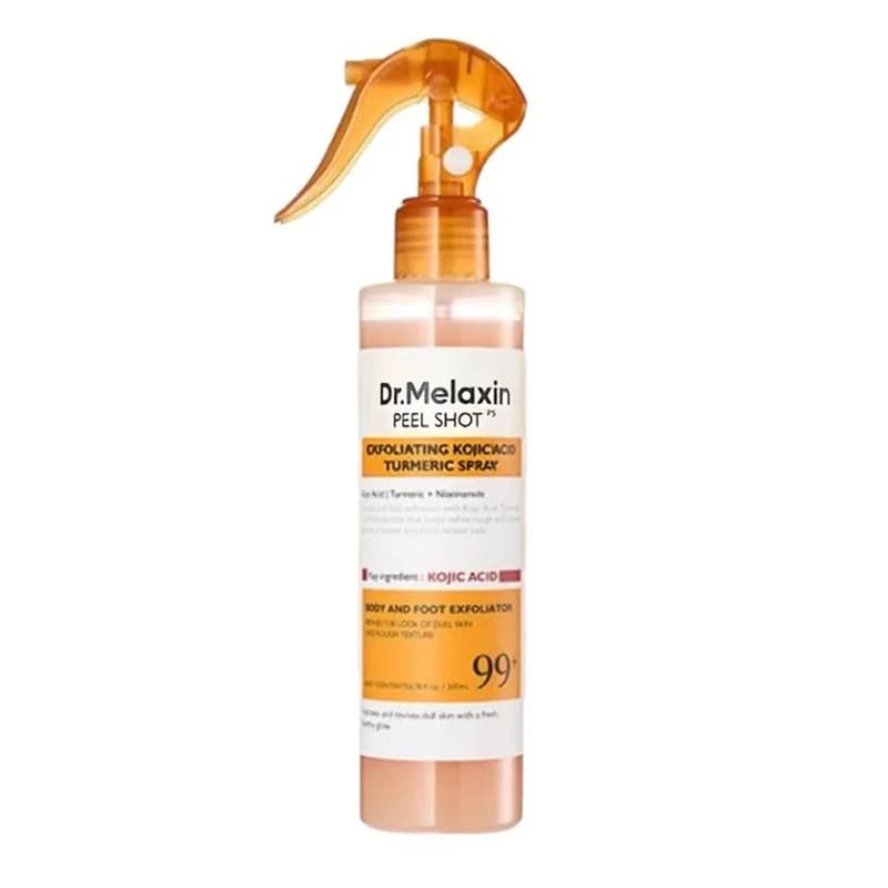 اسپری لایه‌بردار و روشن‌کننده بدن دکتر ملاکسین با کوجیک اسید و زردچوبه Dr.Melaxin Peel Shot Kojic Acid Turmeric Body Exfoliator Spray