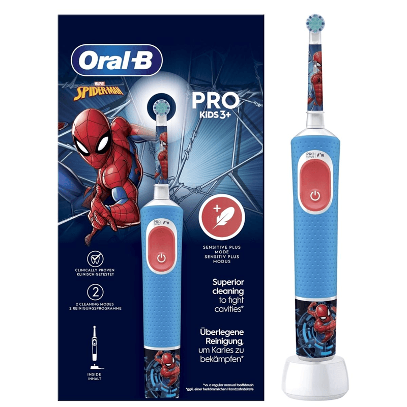 مسواک برقی کودک اورال-بی مدل PRO KIDS طرح اسپایدرمن Oral-B PRO KIDS Spider-Man (به همراه سری اضافی) — تصویر ۳