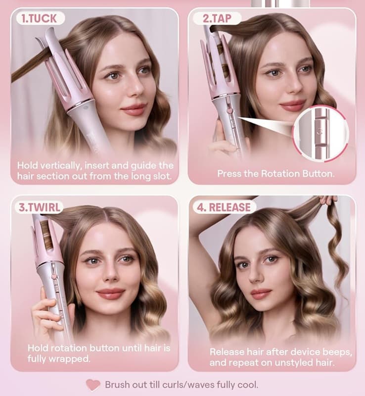 فر کننده موی اتوماتیک شیگلم SHEGLAM It-Curl One-Touch Instant Curler 32mm | SGH-OTIC-01-32-CC (اصلی) — تصویر ۶