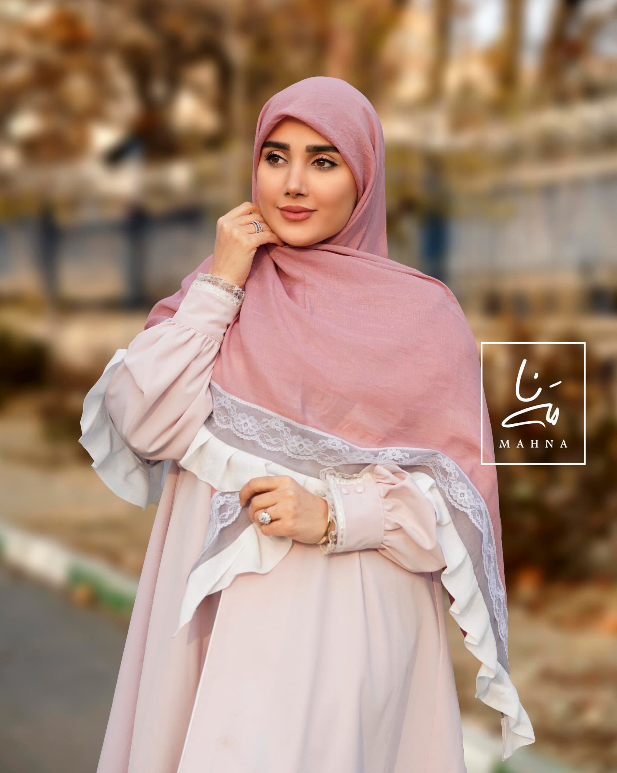 روسری چیندار صورتی مدل مارال — تصویر ۳