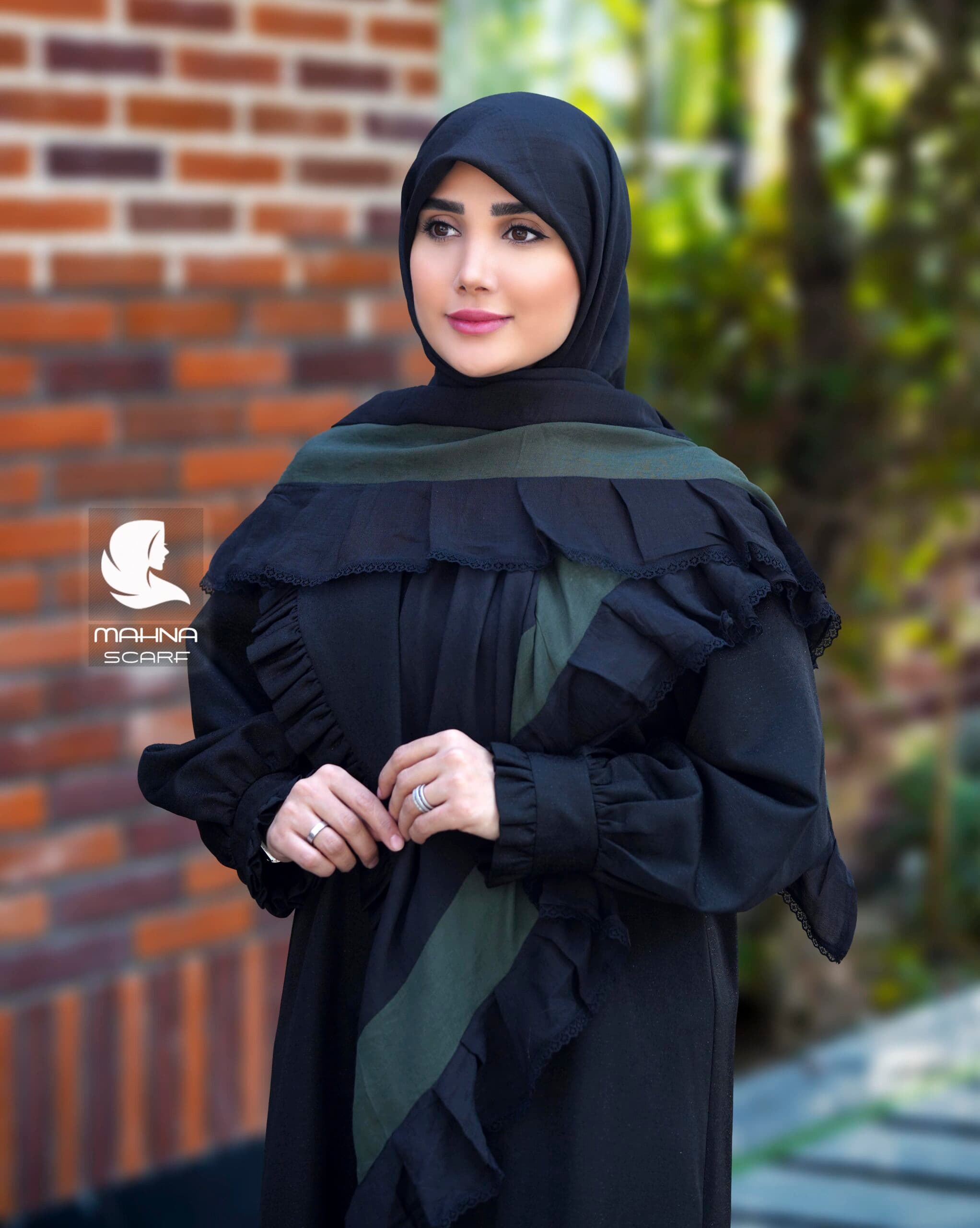 روسری چیندار مشکی مدل مارال — تصویر ۳