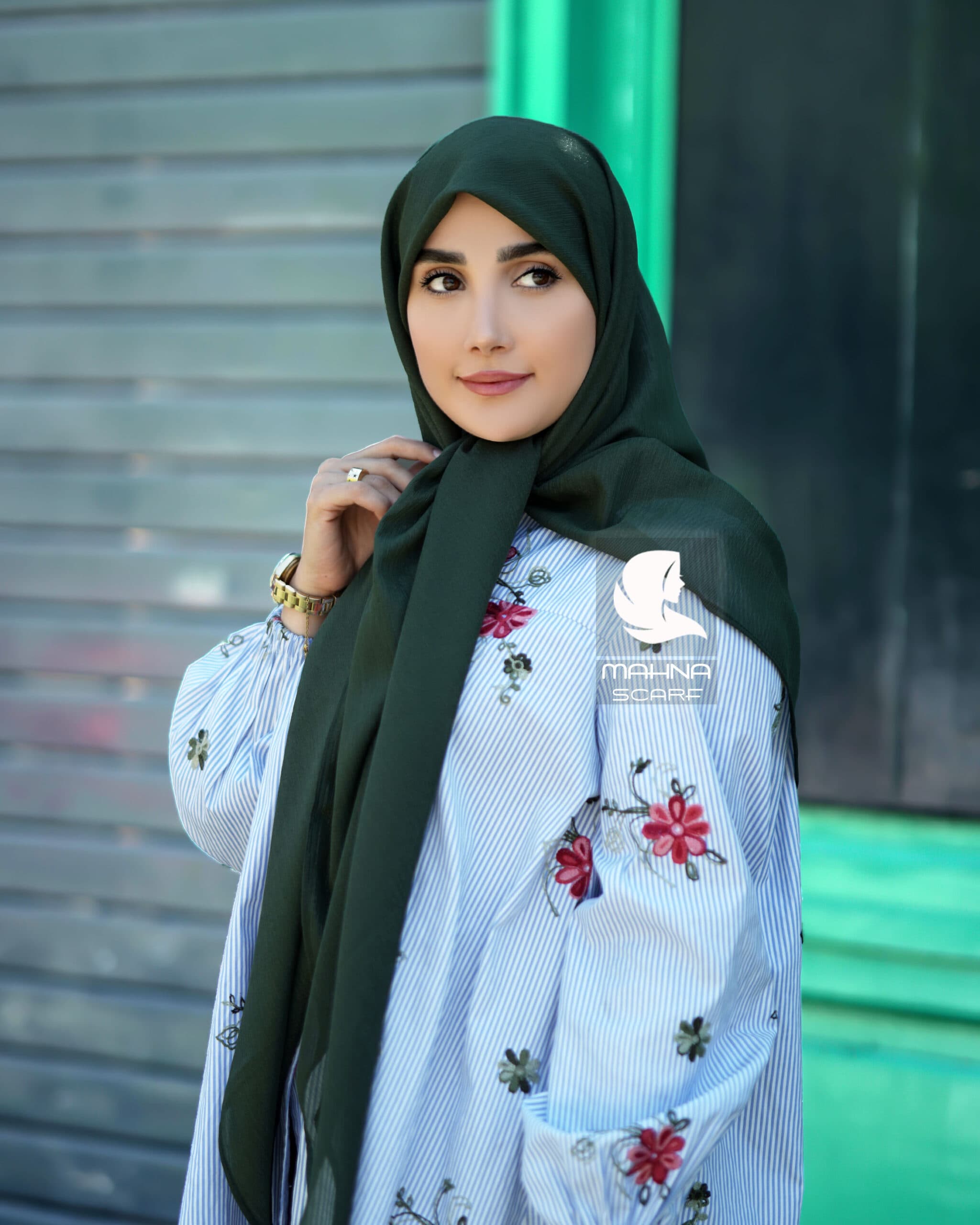 روسری کریشه لمه سبز یشمی — تصویر ۲