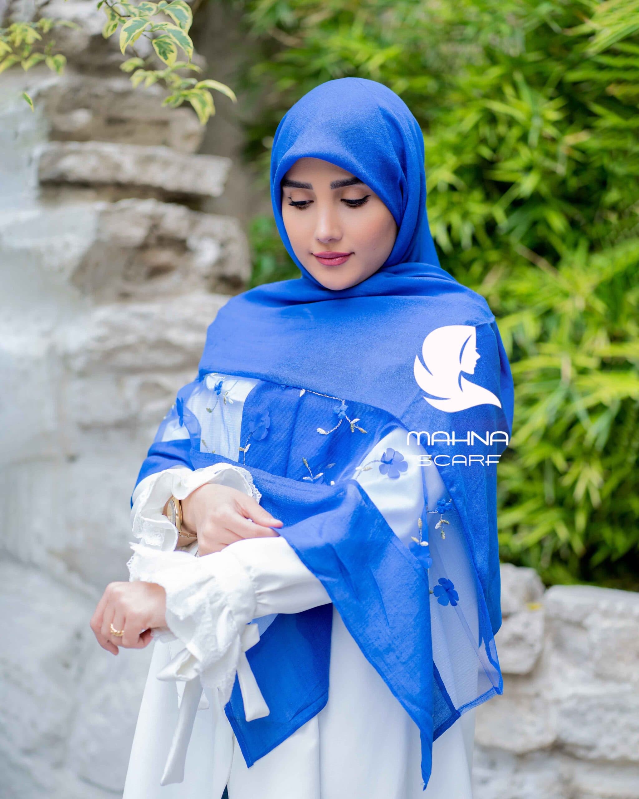 روسری بهارناز آبی کاربنی