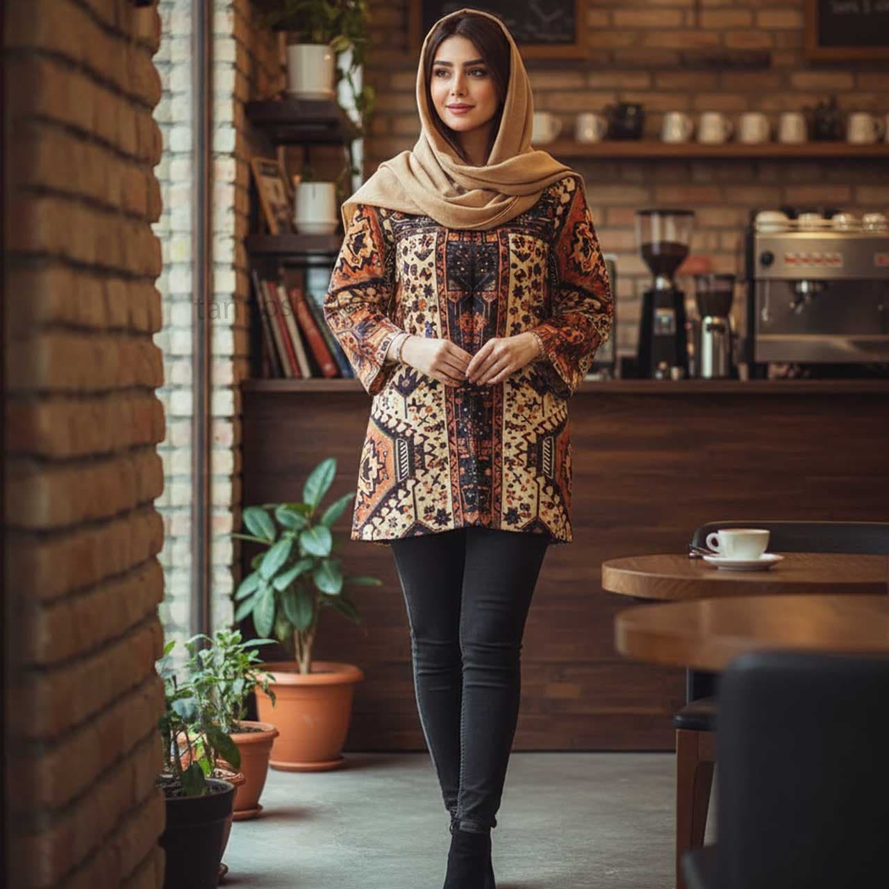 مانتو کتی طرح فرش بهاران