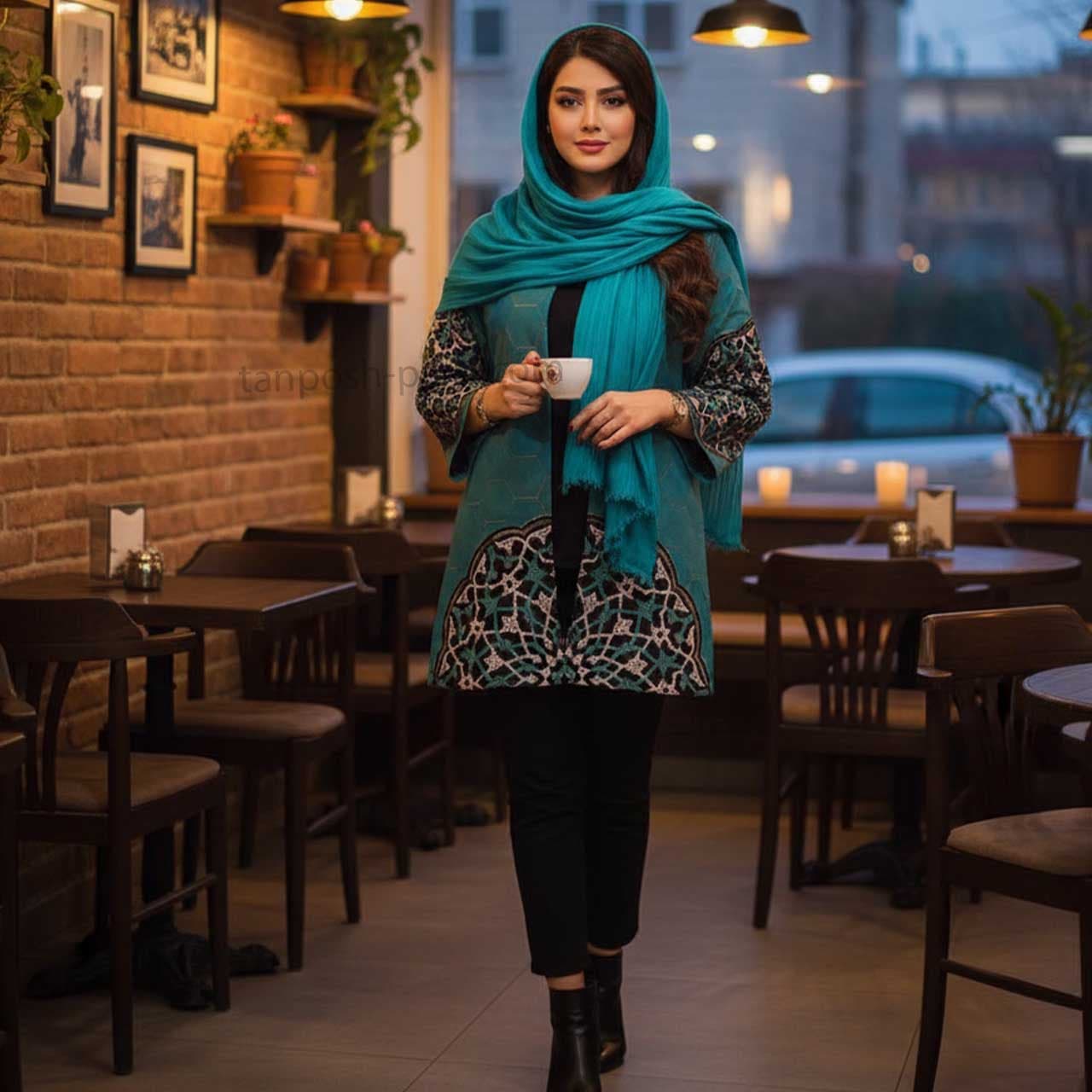 مانتو کتی طرح کاشی فیروزه یزد — تصویر ۶