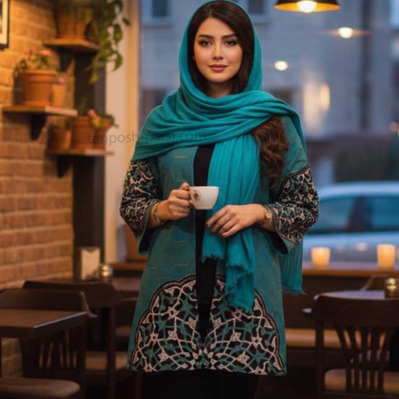 مانتو کتی طرح کاشی فیروزه یزد — تصویر ۷