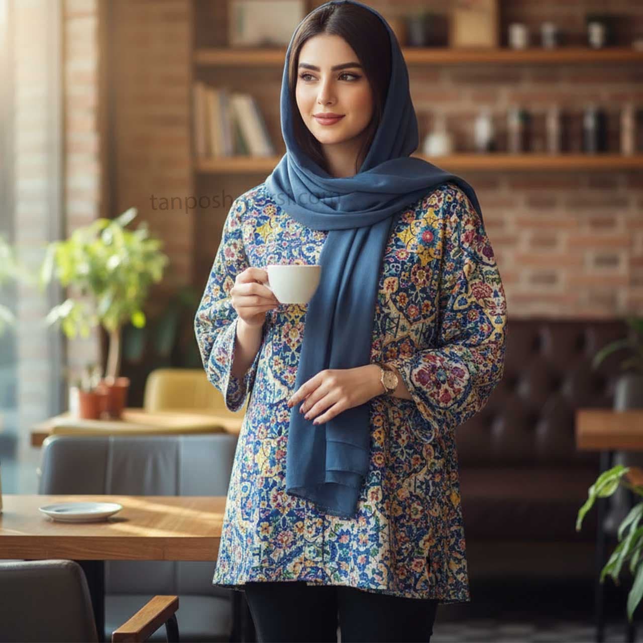 مانتو کتی طرح کاشی ارغوان — تصویر ۶
