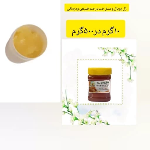 ژل رویال و عسل طبیعی و درمانی(10 گرم در نیم کیلو)