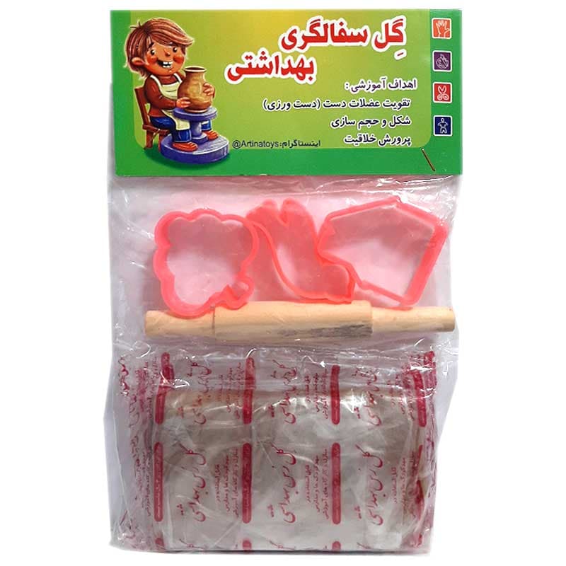 گل رس سفالگری بهداشتی 500 گرمی مدل ابزاردار همراه با وردنه — تصویر ۴
