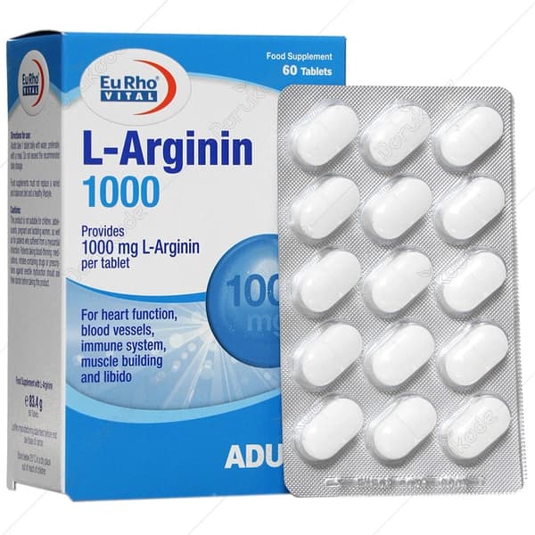 قرص ال آرژینین 1000 یوروویتال 60 عددی — تصویر ۳