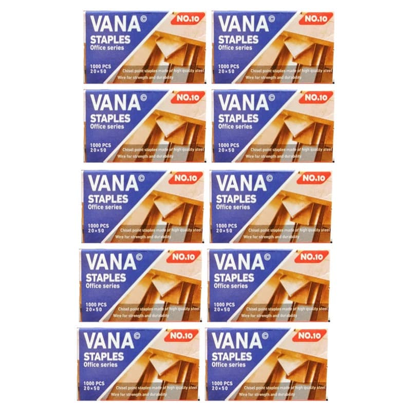 سوزن منگنه 10 نقره ای (استیل) وانا VANA بسته 10000 عددی