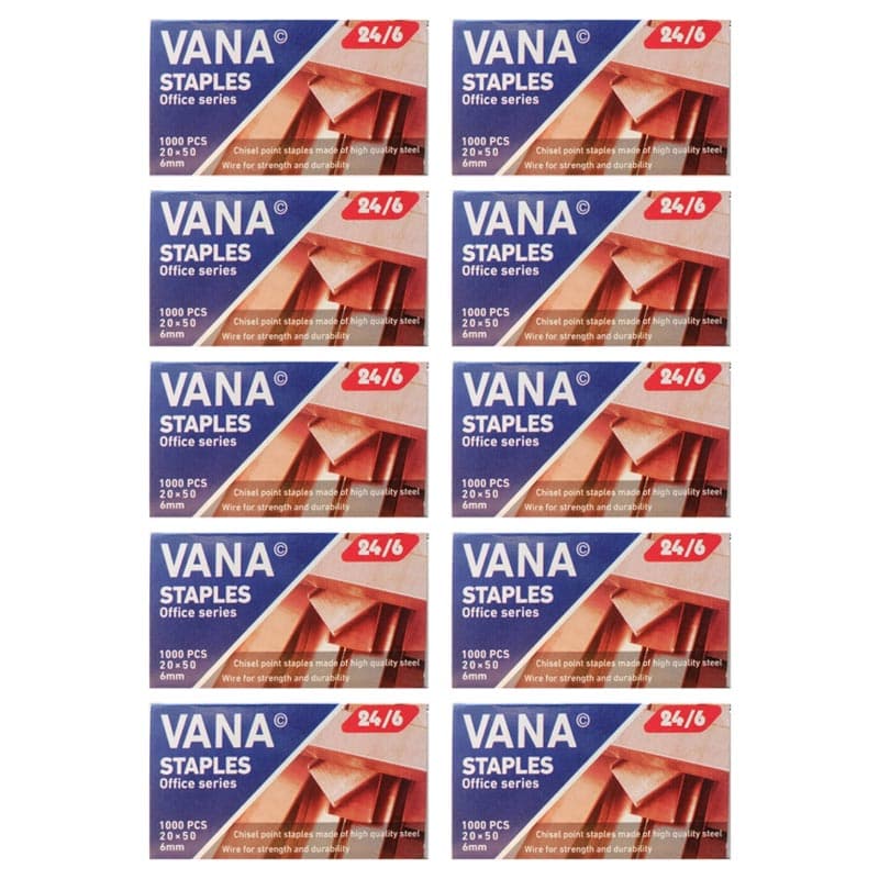 سوزن منگنه 24/6 نقره ای (استیل) وانا VANA بسته 10000 عددی — تصویر ۳
