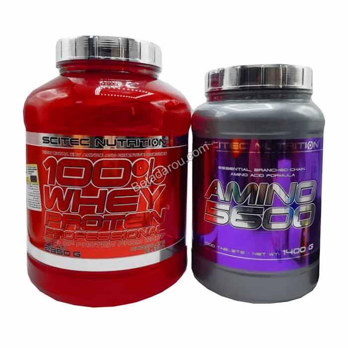 پک پروتئین وی پروفشنال 100% 2350 گرم و قرص آمینو 5600 سایتک نوتریشن 1000 عددی — تصویر ۲
