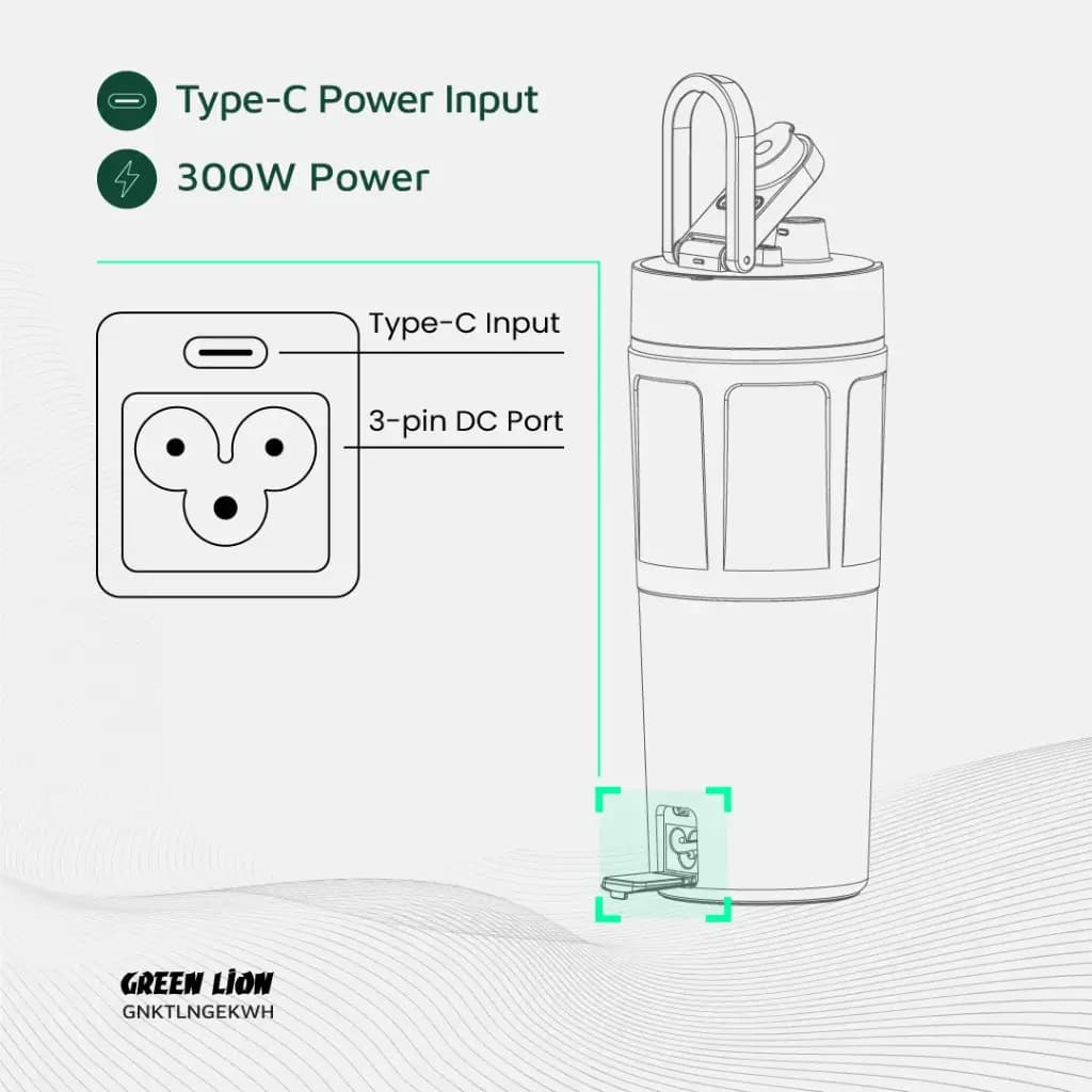 کتری برقی ۶۰۰ میلی‌لیتری Green Lion Kettle & Go Electric — تصویر ۵