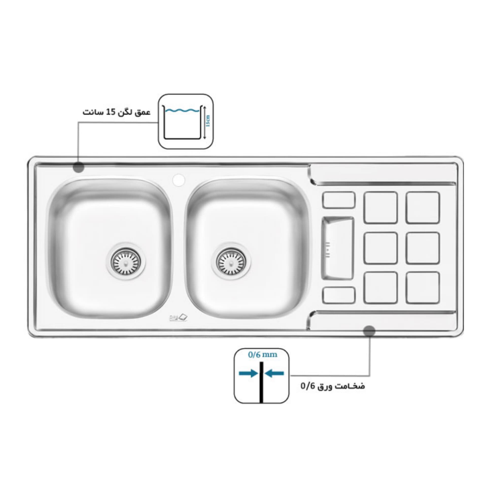 سینک ایلیا استیل 4021 توکار — تصویر ۲