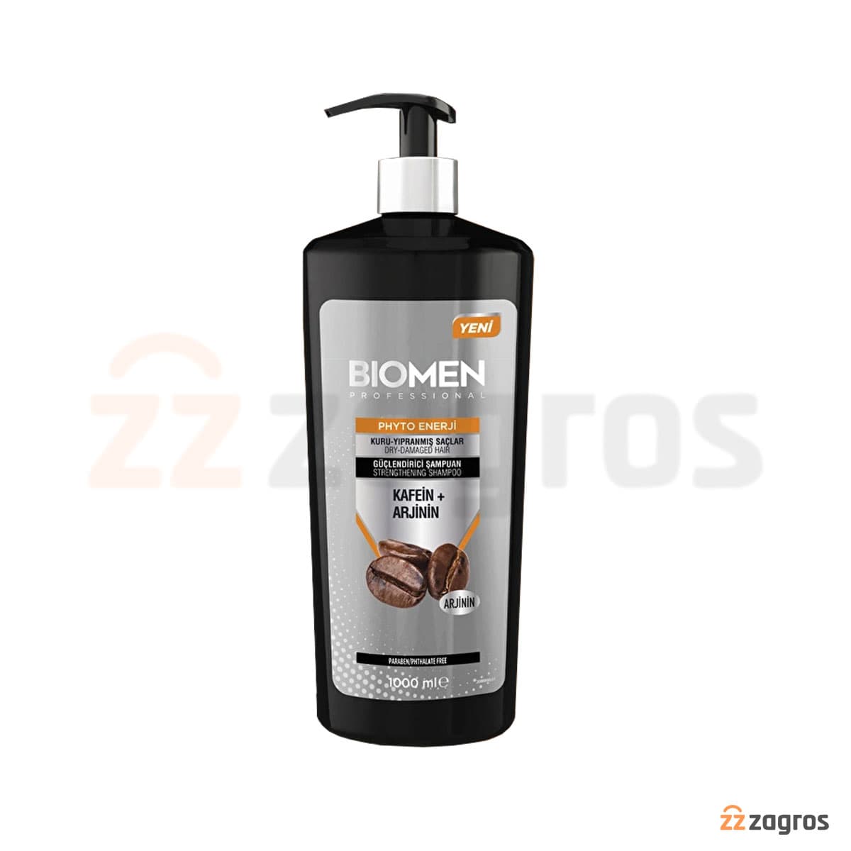 شامپو تقویت کننده بیومن حاوی کافِئین BIOMEN مخصوص موهای خشک و آسیب دیده حجم 1000 میل — تصویر ۴