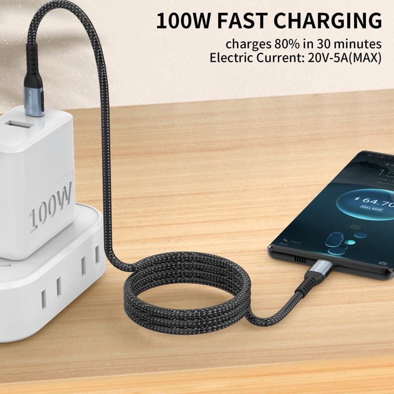 کابل USB-C آهااستایل مدل XC01 – 100W طول 1 متر — تصویر ۲