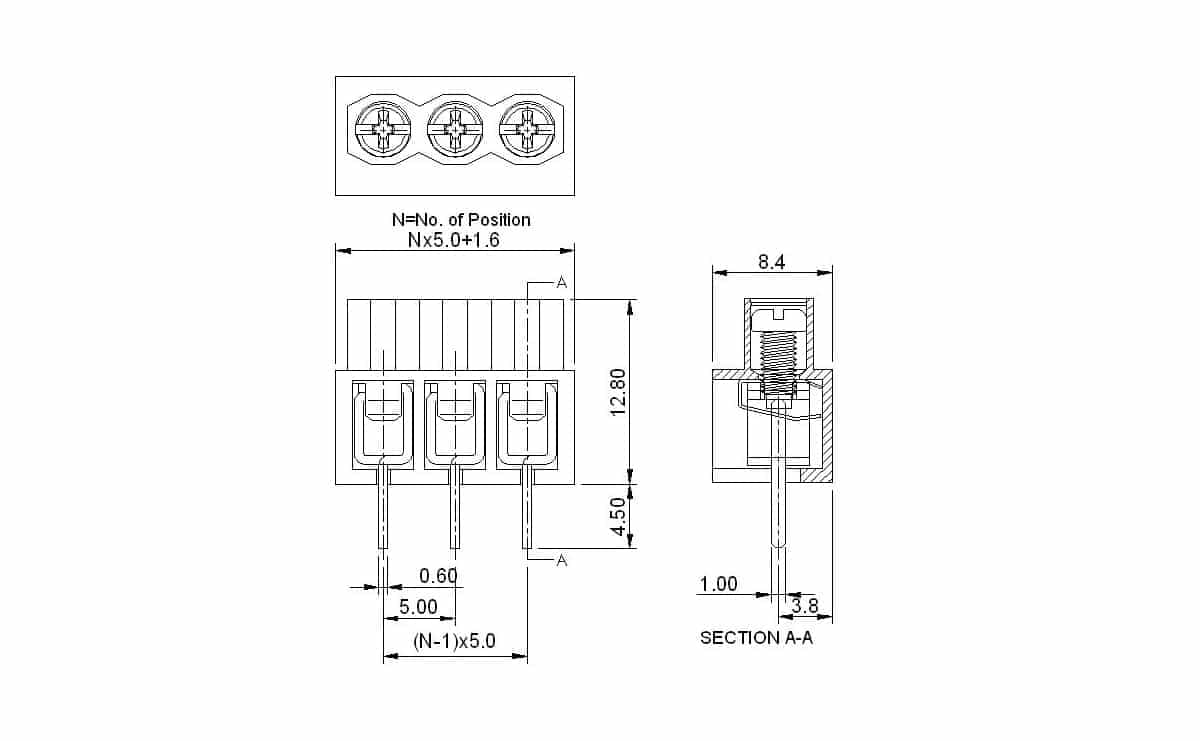 ترمینال پیچی مدل KF166-8pin بسته 5 تایی — تصویر ۲