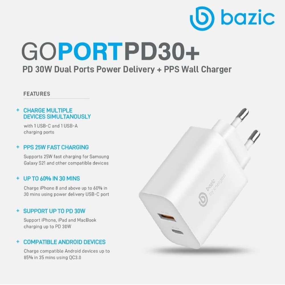 شارژر دیواری سریع انرژیا مدل BAZIC GOPORT PD30 — تصویر ۵