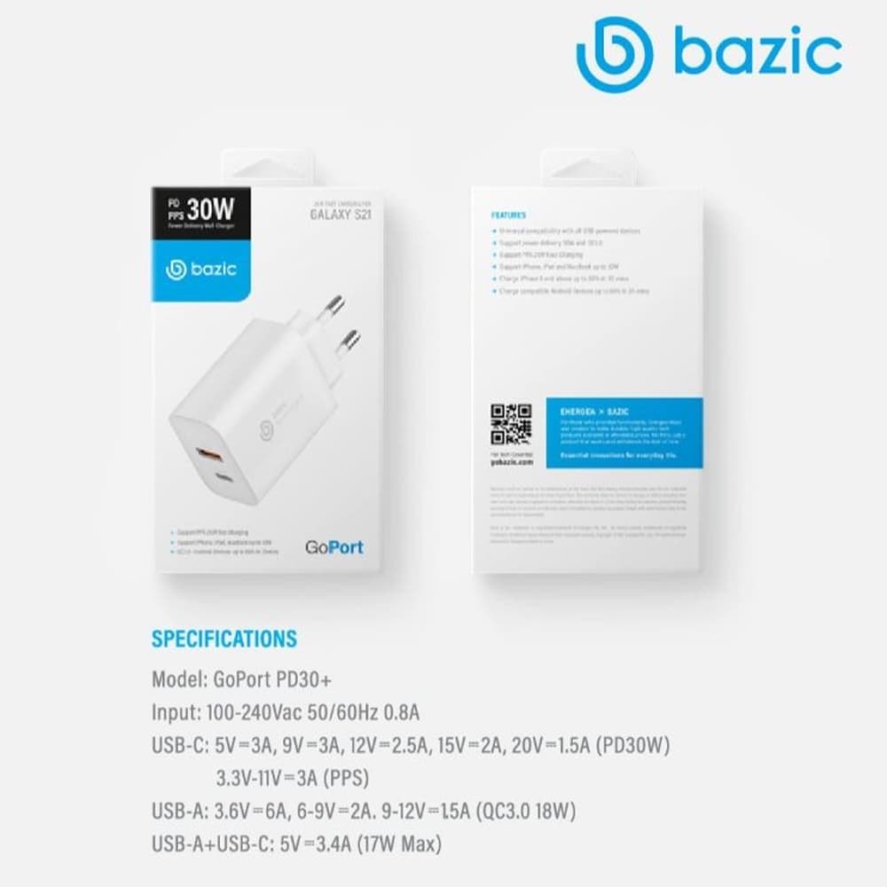 شارژر دیواری سریع انرژیا مدل BAZIC GOPORT PD30 — تصویر ۳