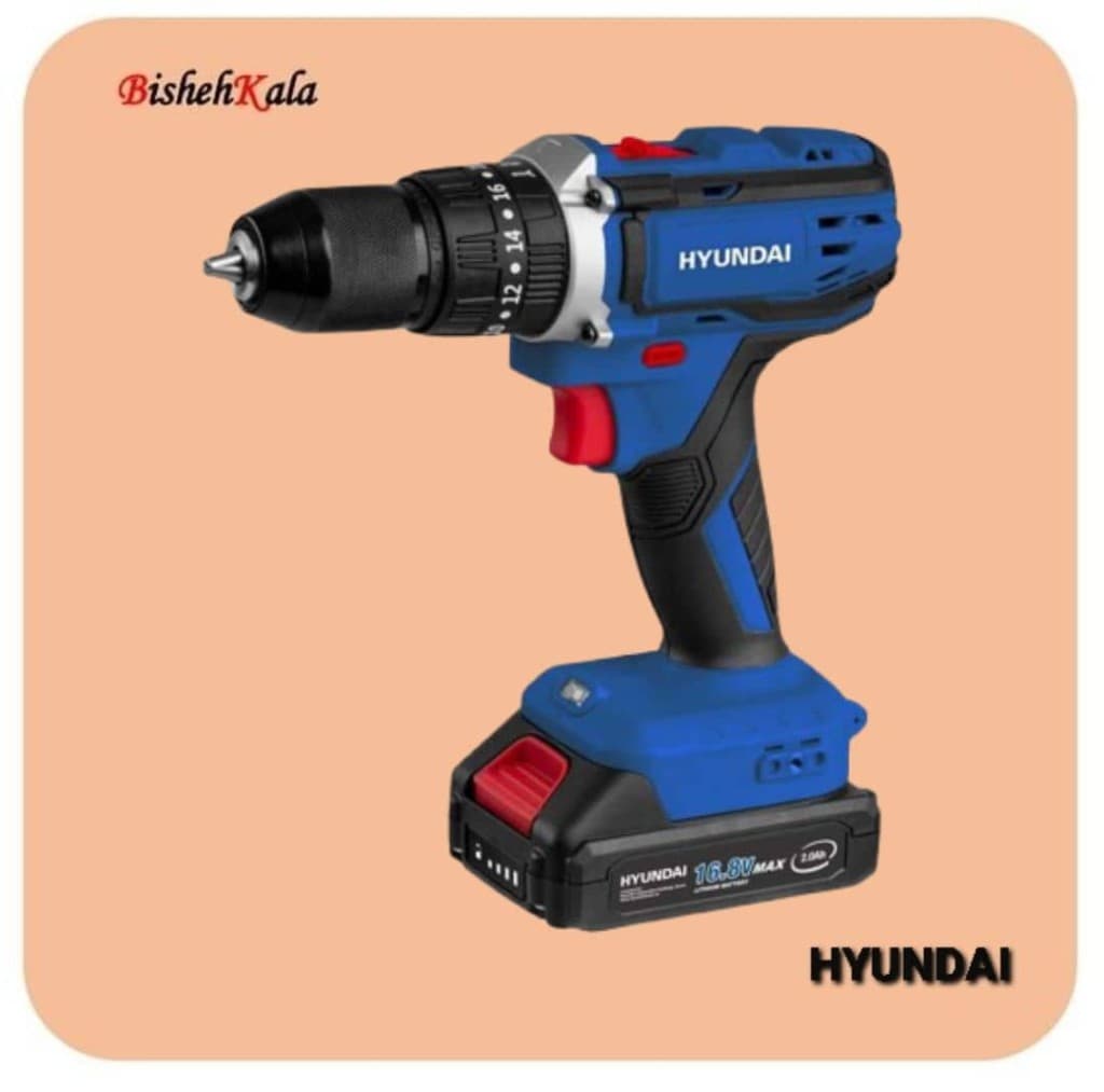 دریل شارژی سه نظام فلزی چکشی دو باتری HYUNDAI هیوندای مدل HP-416 کد(3) — تصویر ۳