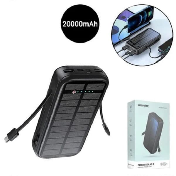 پاوربانک خورشیدی 20000 گرین مدل GNPDSOLPB20 — تصویر ۲