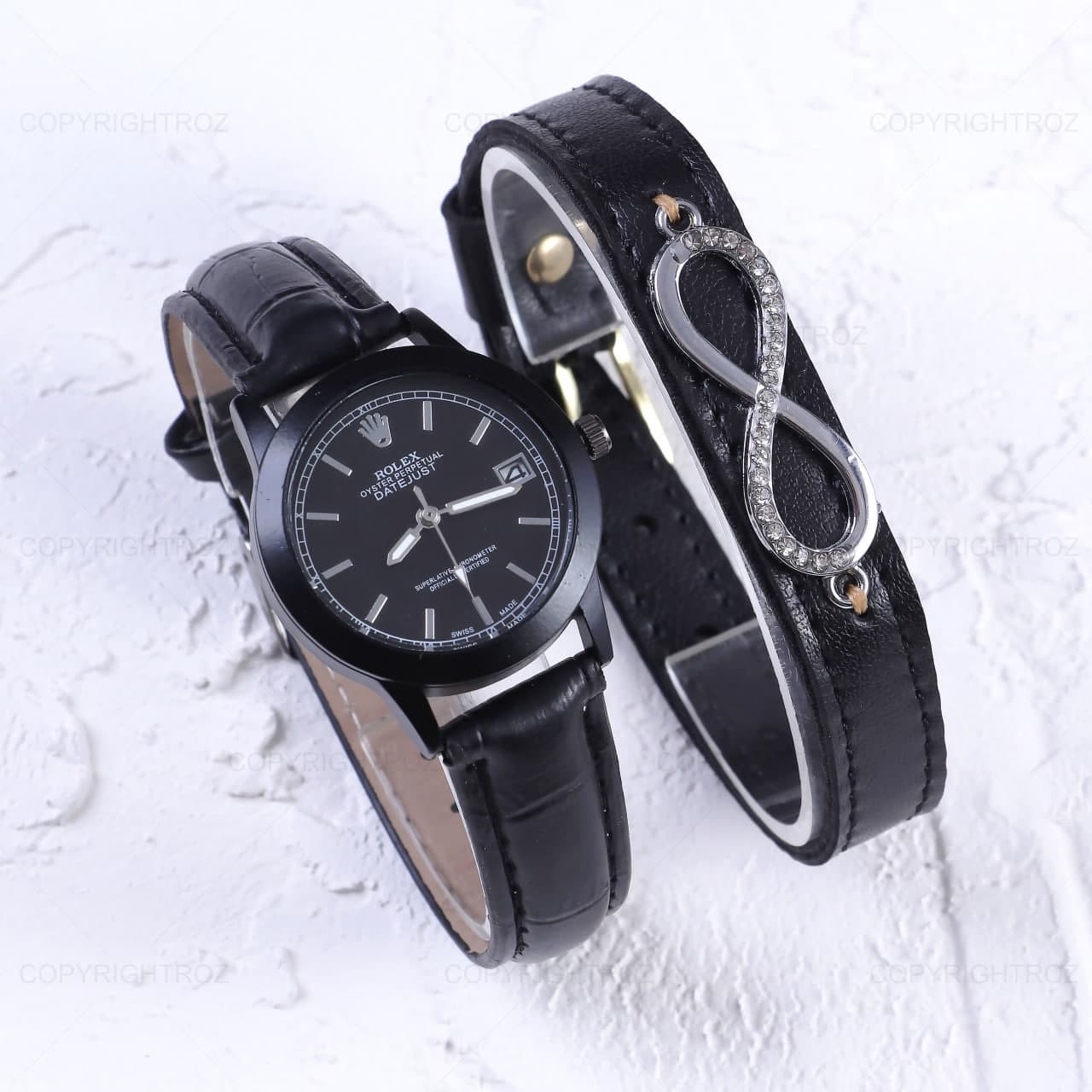 ست ساعت مچی و دستبند زنانه رولکس Rolex مدل 484 — تصویر ۴
