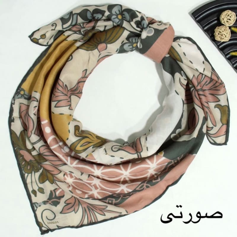 روسری زنانه مدل نخی طرح ترمه و ترنج کد 9772 — تصویر ۳