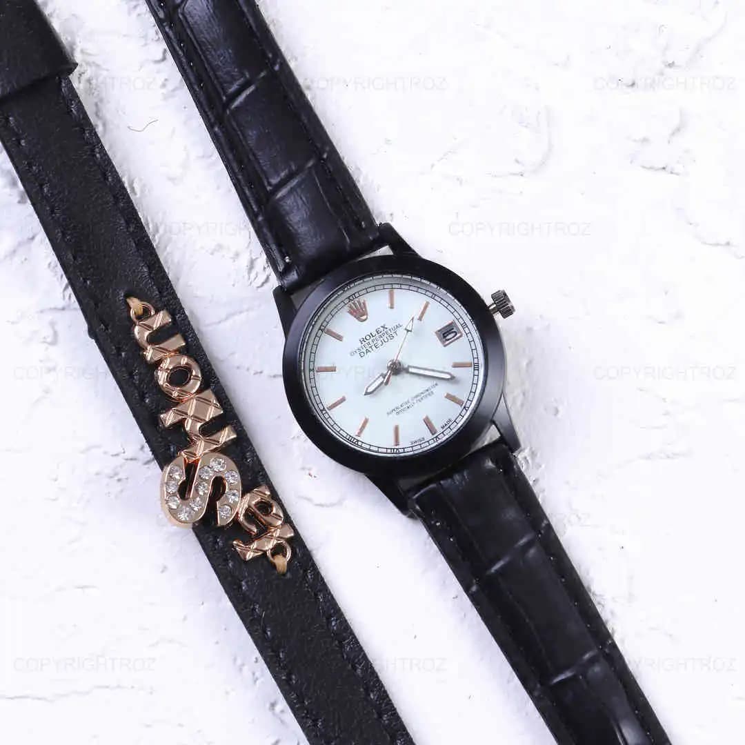 ست ساعت مچی و دستبند زنانه رولکس Rolex مدل 485 — تصویر ۷