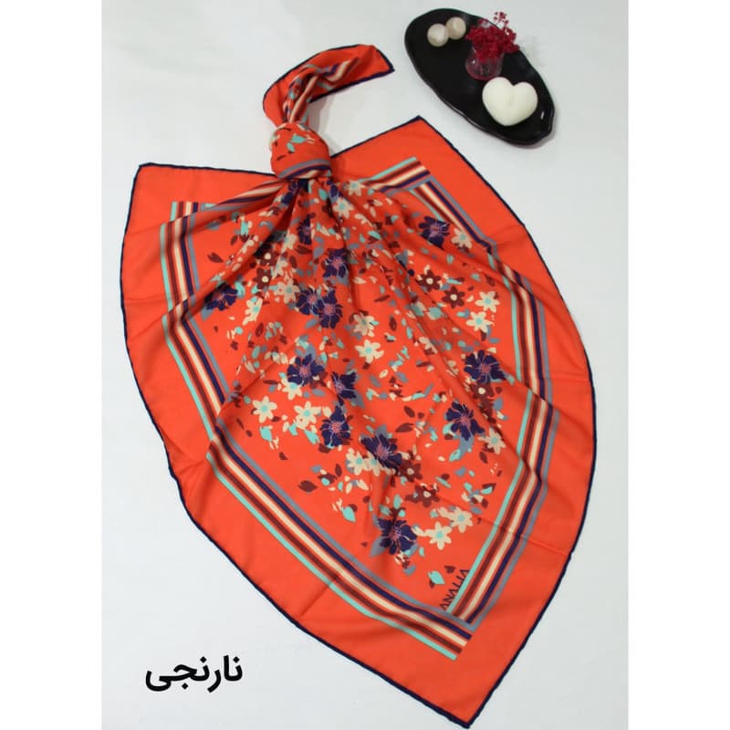روسری زنانه مدل نخی طرح گل گلی بهاری قواره 100 کد 5025 — تصویر ۳