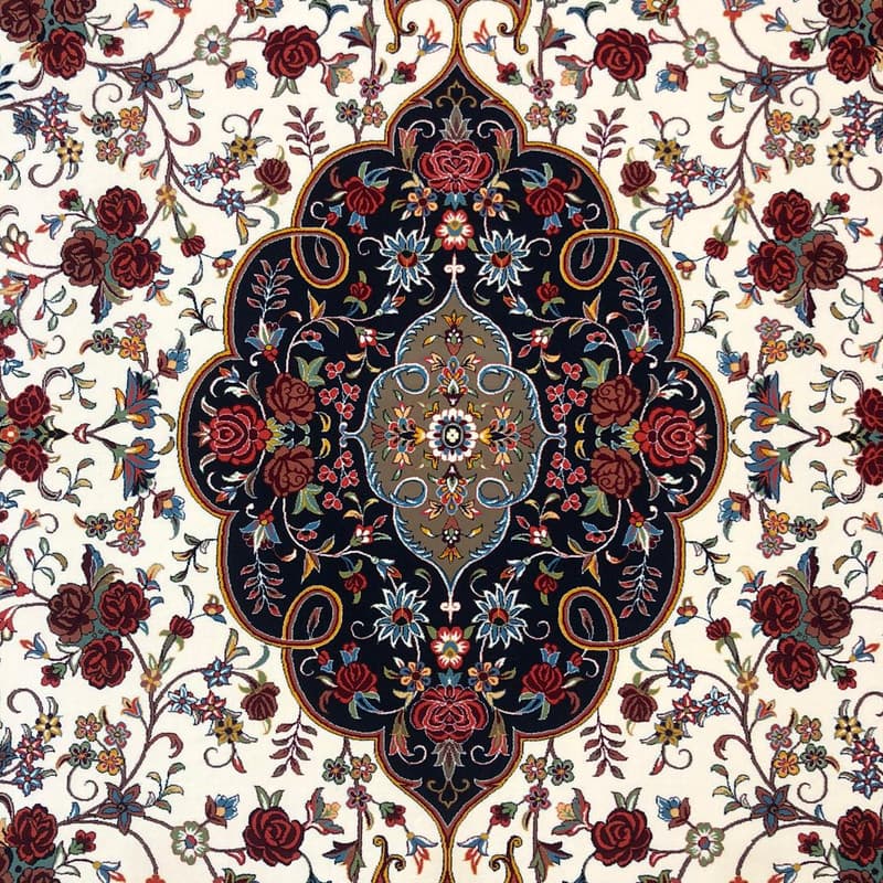 فرش ماشینی ستاره کویر یزد مدل شاهکارنوین کد n-83 زمینه کرم — تصویر ۳