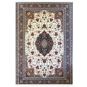 فرش ماشینی ستاره کویر یزد مدل شاهکارنوین کد n-83 زمینه کرم — تصویر ۸