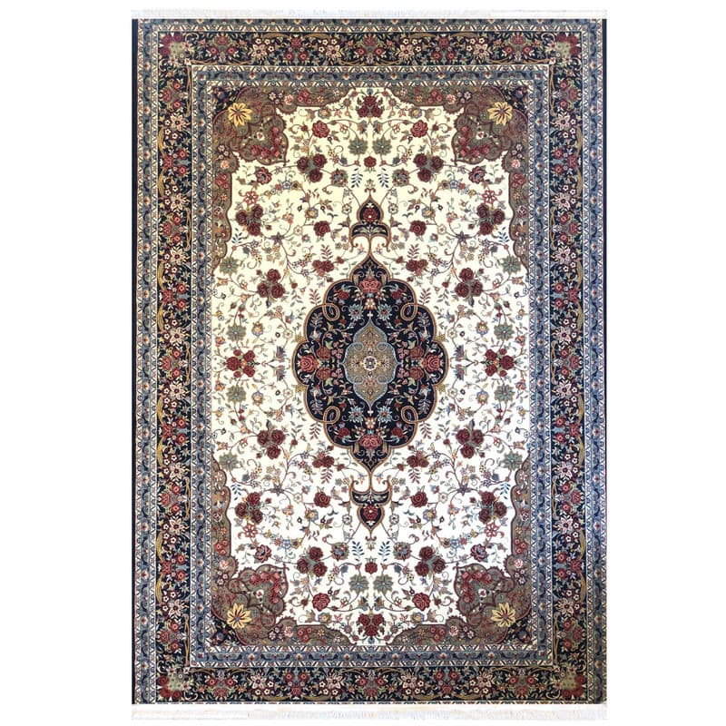 فرش ماشینی ستاره کویر یزد مدل شاهکارنوین کد n-83 زمینه کرم — تصویر ۷
