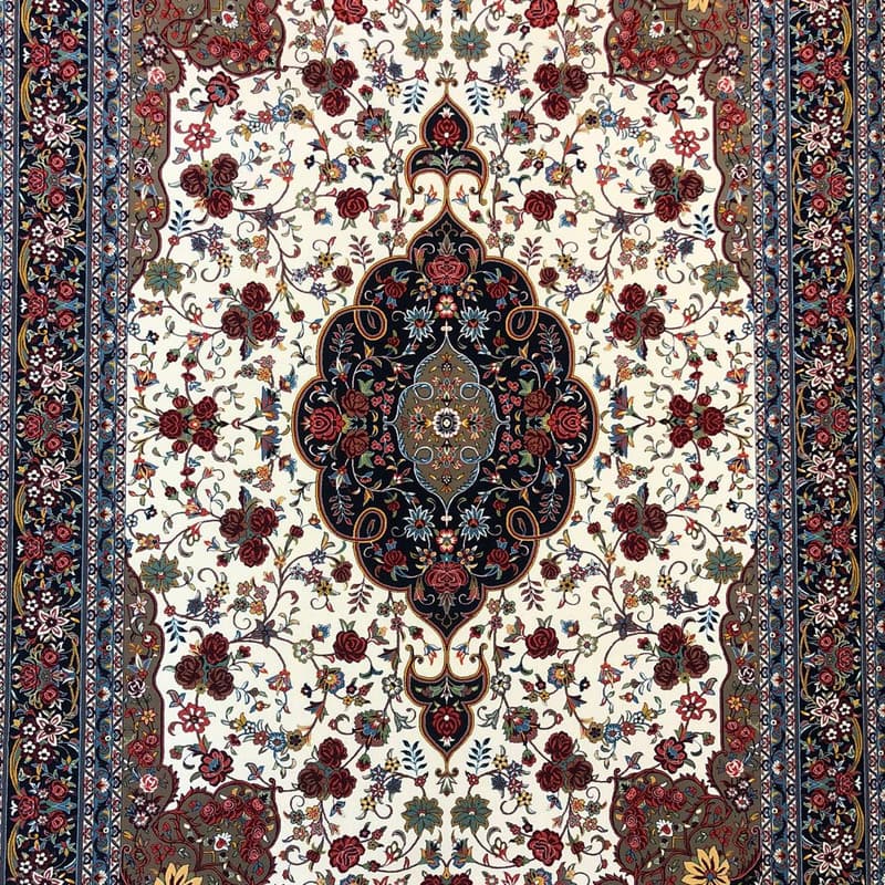 فرش ماشینی ستاره کویر یزد مدل شاهکارنوین کد n-83 زمینه کرم — تصویر ۲