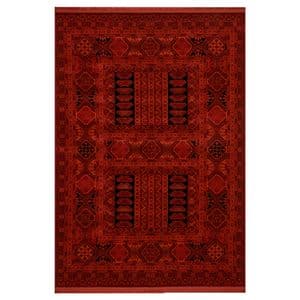 فرش ماشینی بزرگمهر طرح بلوچی کد 78008 زمینه لاکی