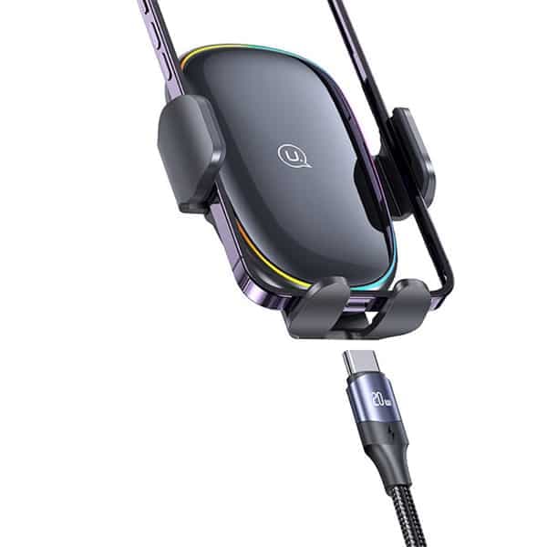 هولدر موبایل شارژ وایرلس دوکاره و نورپردازی USAMS CD187 15W — تصویر ۱۲