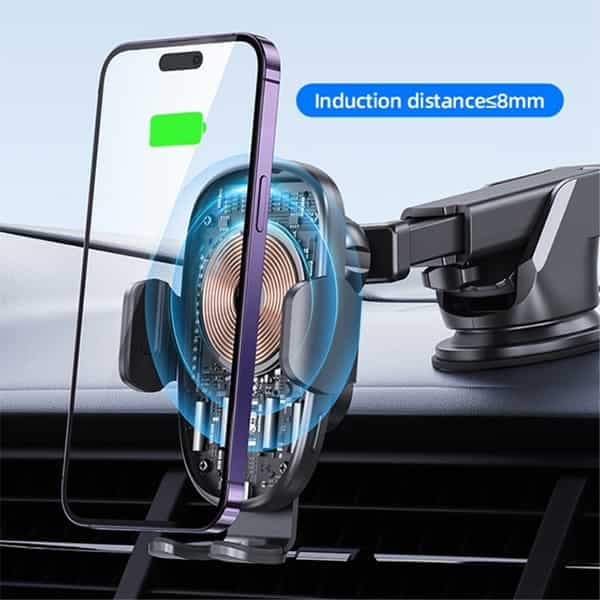 هولدر موبایل شارژ وایرلس دوکاره و نورپردازی USAMS CD187 15W — تصویر ۷