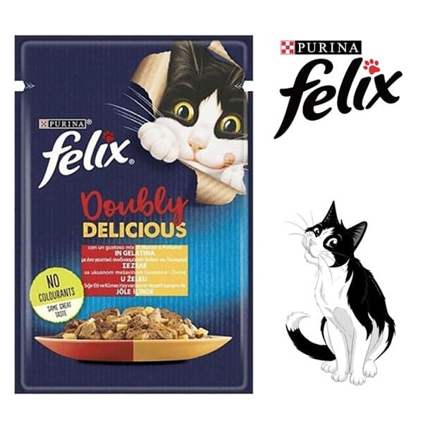 پوچ گربه فلیکس ترکیه مرغ و گوساله در ژله 85 گرم